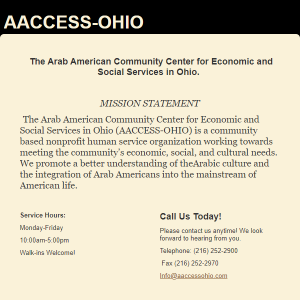 Arab American Community Center for Economic and Social Services in Ohio - Arab organization in Cleveland OH
